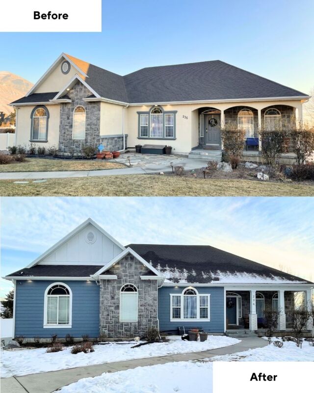 🌟 Transforming Homes in Alpine, UT! 🏡 Dive into this stunning exterior remodel where precision meets elegance. We've upgraded this home by blending durable siding with our expertly recolored stucco, ensuring a modern yet timeless look.

🛠️ Innovative Techniques for Lasting Beauty: To prevent cracks and enhance longevity, we incorporated fiberglass mesh into the stucco skim coat—a method proven to withstand the elements and keep the exterior flawless. Plus, our use of tenting/tarping ensures the stucco cures perfectly, even in colder temperatures.

🎨 Attention to Detail: Notice the newly upgraded porch posts, now adorned with decorative stone brick that complements the siding beautifully. This blend of textures not only enriches the aesthetic but also fortifies the structure.

💡 Why Choose Us? Our stucco skim-level and recolor method isn’t just about a fresh look—it's built to last, resist, and impress. Swipe to see the before and after; the transformation speaks for itself!

🔗 Want to rejuvenate your home’s exterior? Contact us to find out how we can tailor our solutions to bring your vision to life.

#HomeRenovation #StuccoExpert #AlpineUtah #ExteriorDesign #BeforeAndAfter #HomeMakeover #stuccorepair #AlpineStucco #UtahCounty #AlpineHomes